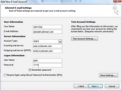 step 4 enter information and click more settings